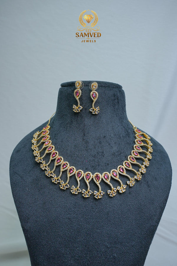 ElegantCZ Stone Necklace and Earrings Set