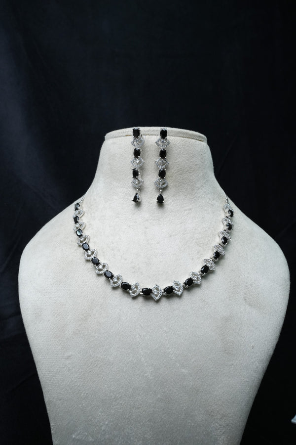 Elegant CZ-Stone Necklace and Earrings Set