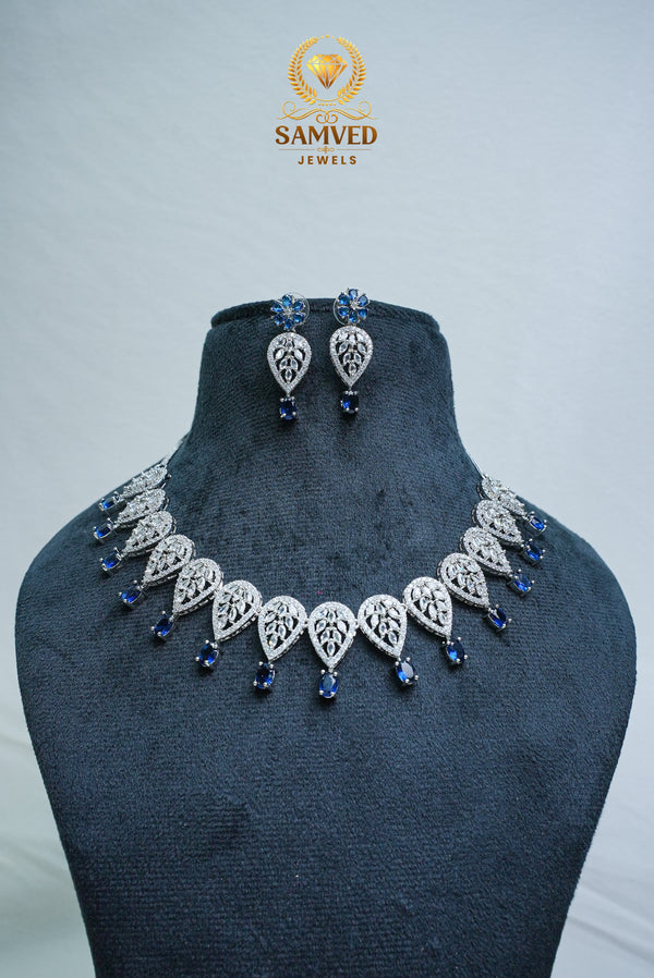 Graceful CZ-Stone Necklace and Earrings Set