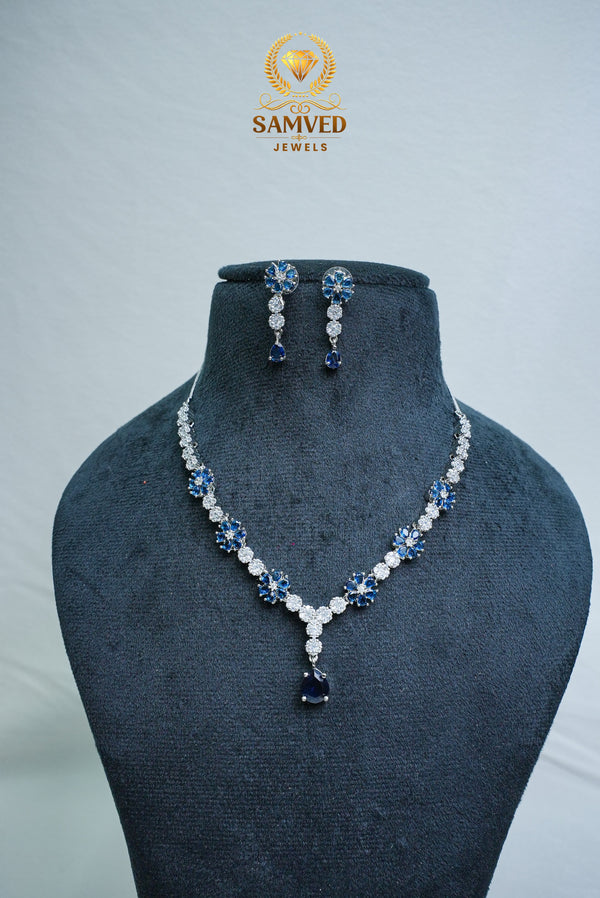 Elegant CZ-Stone Necklace and Earrings Set