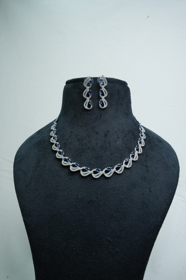 Elegant CZ-Stone Necklace and Earrings Set