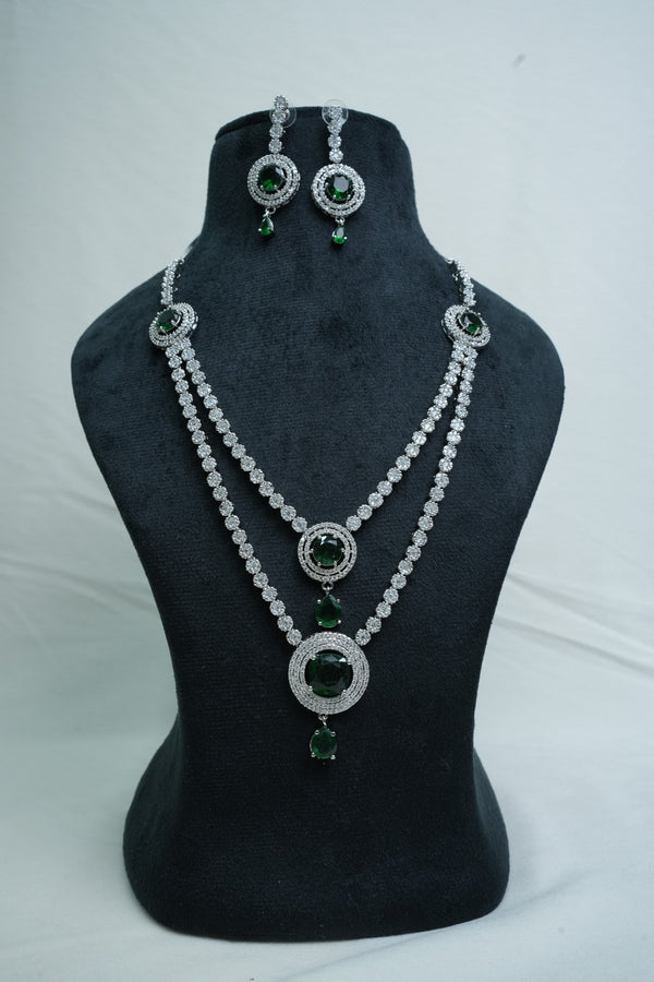 CZ-Stone Necklace and Earrings Set