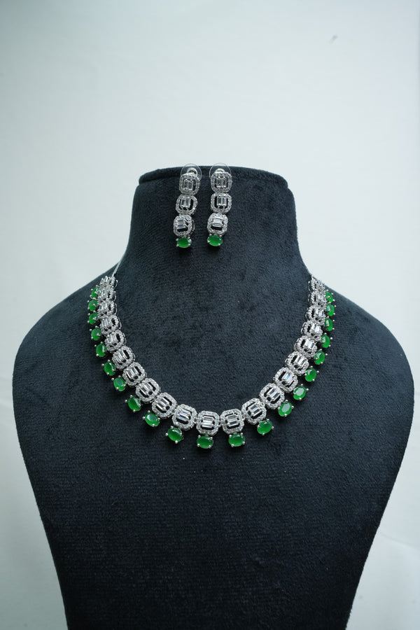 Fast Fashion CZ-Stone Necklace and Earrings Set
