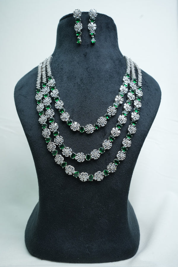 Luxurious CZ-Stone Necklace and Earrings Set