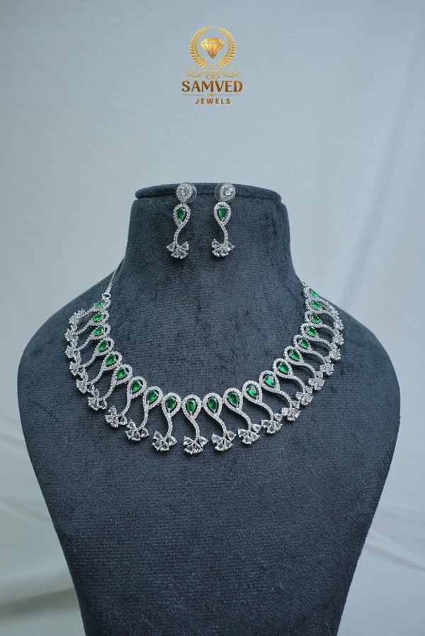 ElegantCZ Stone Necklace and Earrings Set