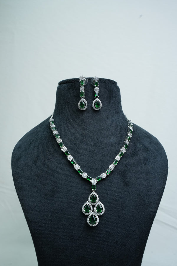 CZ-Stone Necklace and Earrings Set