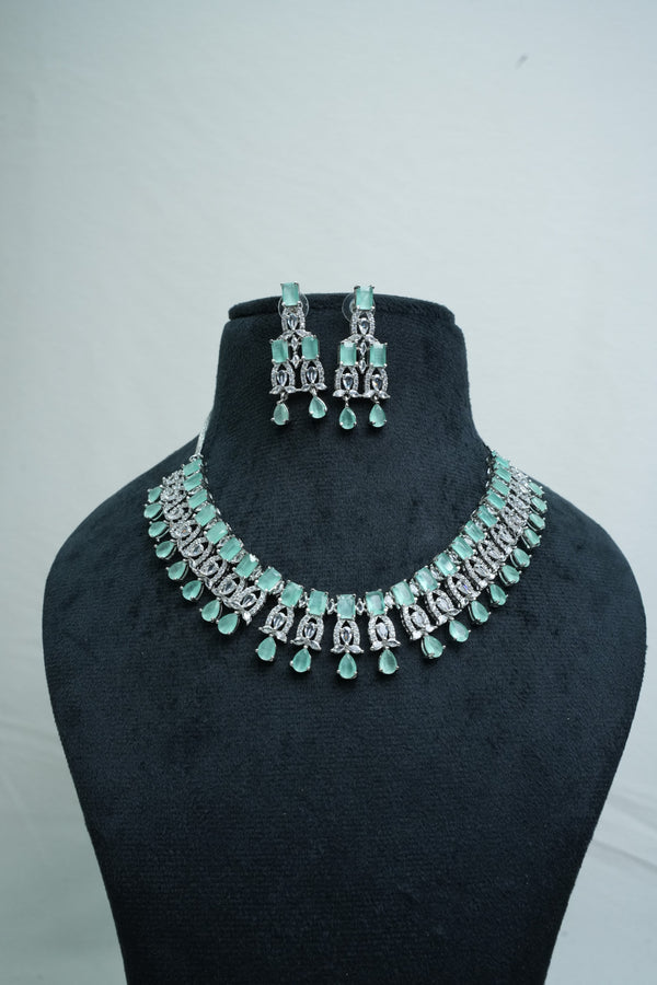 Beautiful CZ-Stone Necklace and Earrings Set