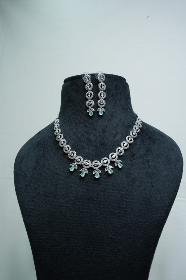 Elegant CZ-Stone Necklace and Earrings Set