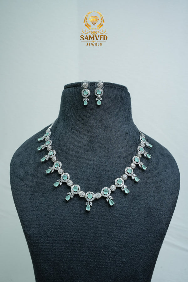 CZ-Stone Necklace and Earrings Set