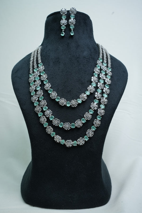 Luxurious CZ-Stone Necklace and Earrings Set
