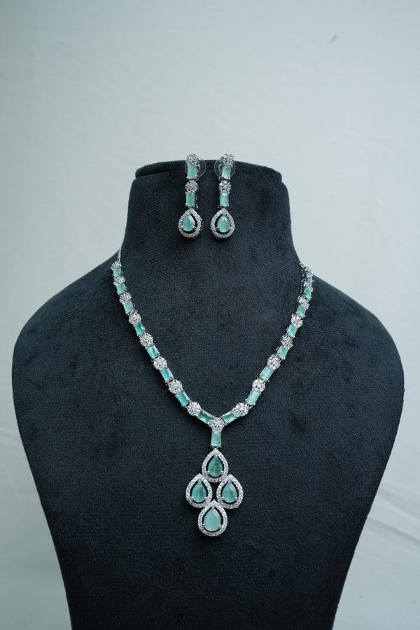 CZ-Stone Necklace and Earrings Set