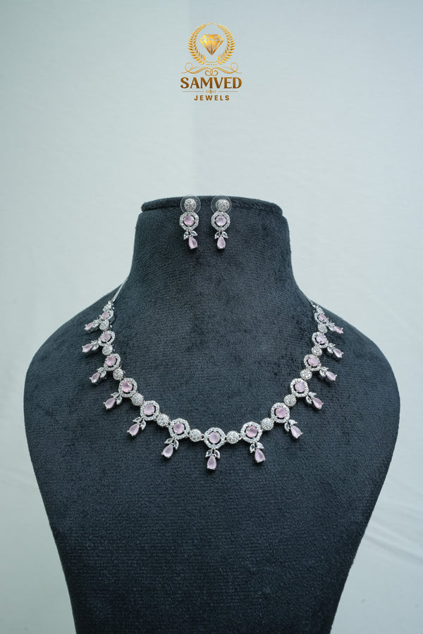 CZ-Stone Necklace and Earrings Set