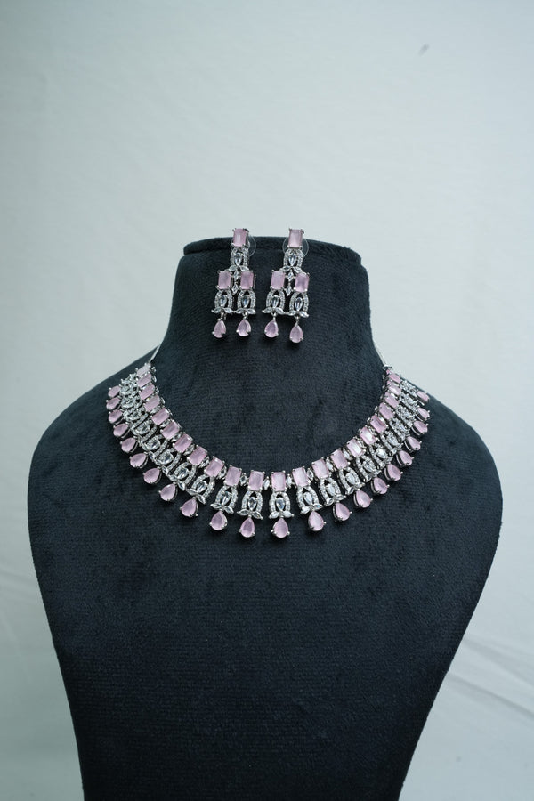 Beautiful CZ-Stone Necklace and Earrings Set
