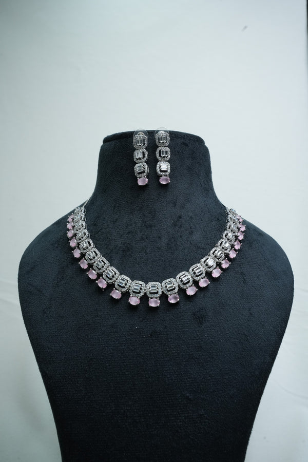 Fast Fashion CZ-Stone Necklace and Earrings Set