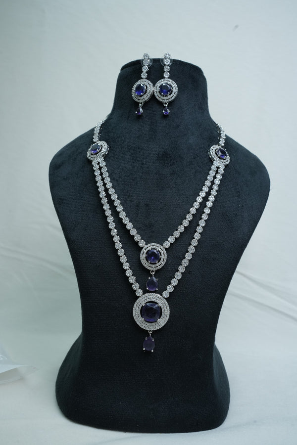 CZ-Stone Necklace and Earrings Set