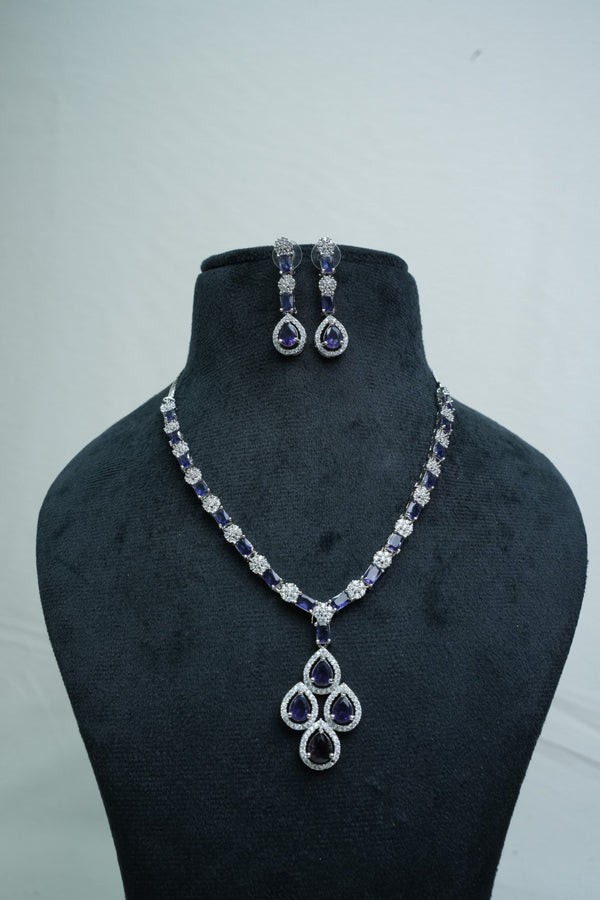 CZ-Stone Necklace and Earrings Set
