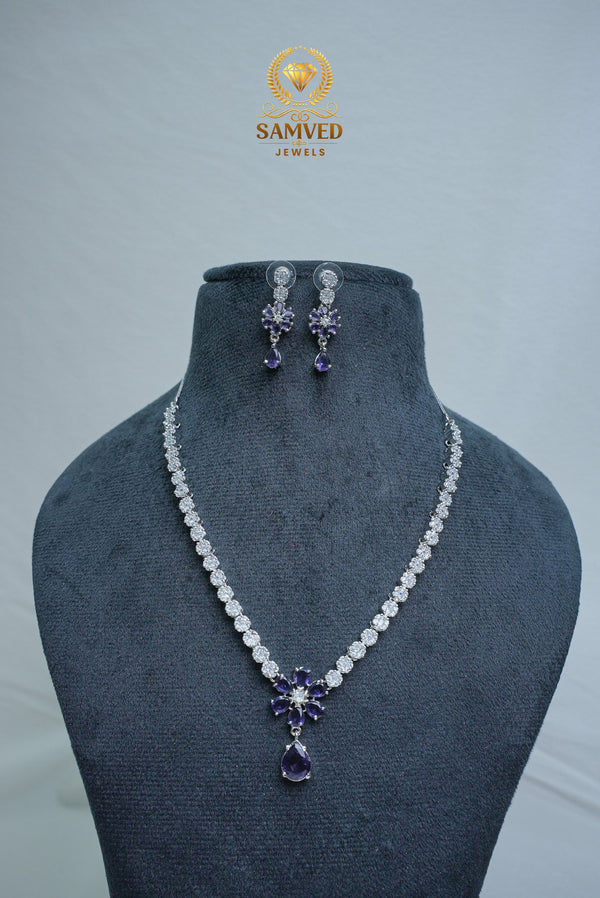 Elegant CZ Stone Necklace and Earrings Set
