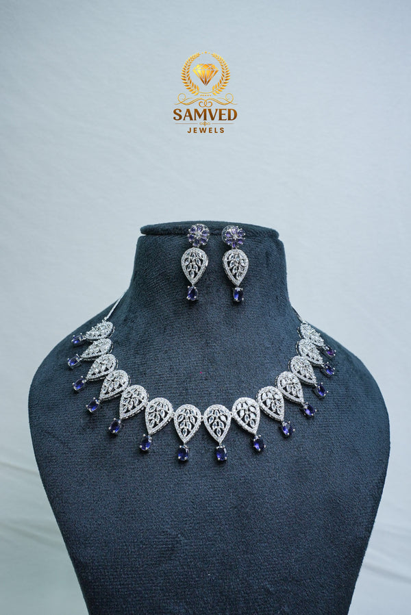 Graceful CZ-Stone Necklace and Earrings Set