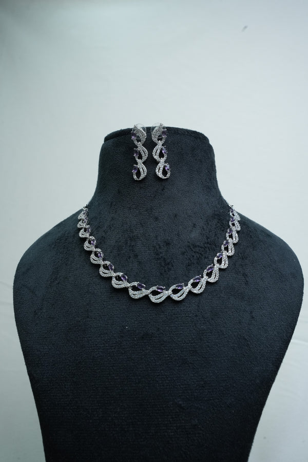 Elegant CZ-Stone Necklace and Earrings Set
