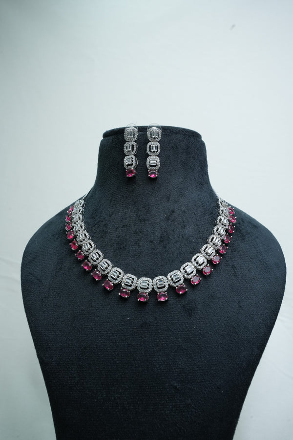 Fast Fashion CZ-Stone Necklace and Earrings Set