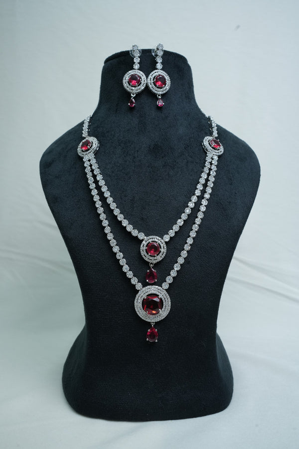 CZ-Stone Necklace and Earrings Set