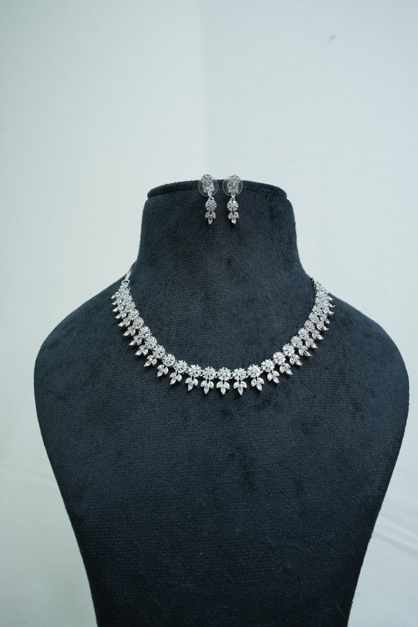 Elegant CZ-Stone Necklace and Earrings Set