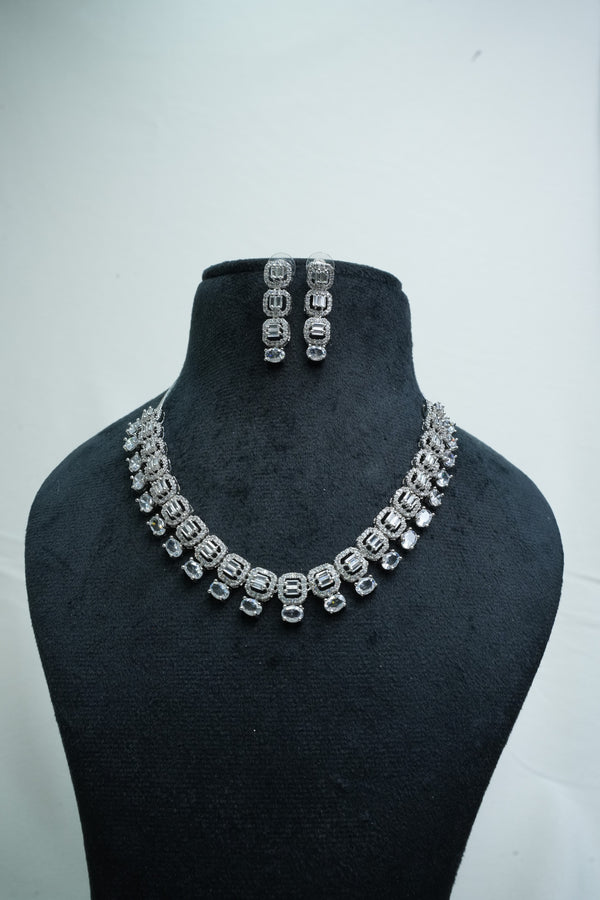 Fast Fashion CZ-Stone Necklace and Earrings Set