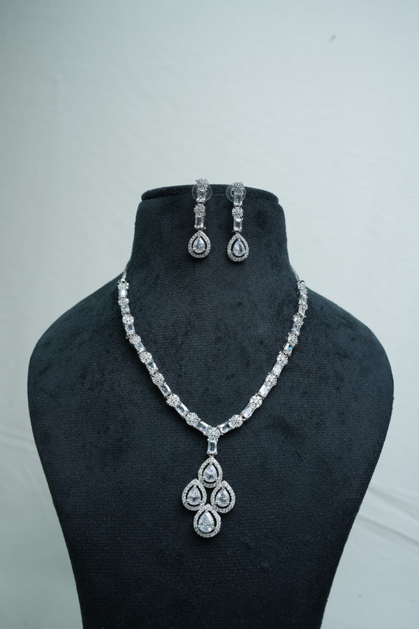 CZ-Stone Necklace and Earrings Set