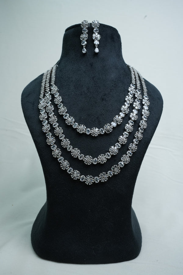 Luxurious CZ-Stone Necklace and Earrings Set