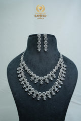 Elegant CZ Stone Necklace and Earrings Set