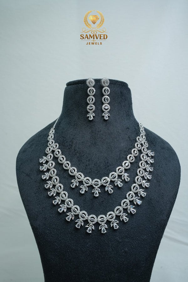 Elegant CZ Stone Necklace and Earrings Set
