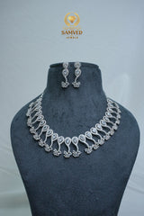 Elegant  CZ Stone Necklace and Earrings Set