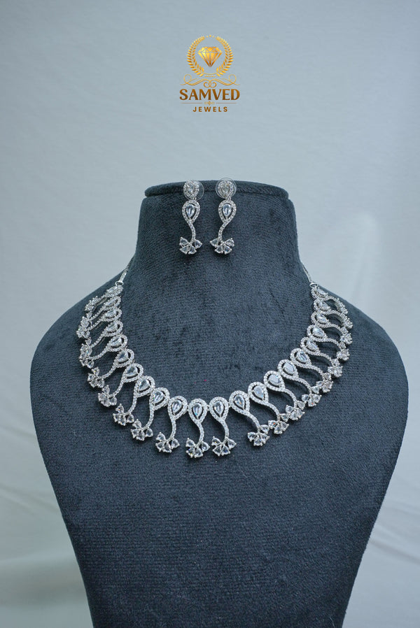 ElegantCZ Stone Necklace and Earrings Set