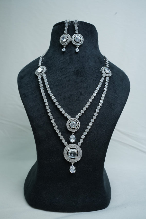 CZ-Stone Necklace and Earrings Set