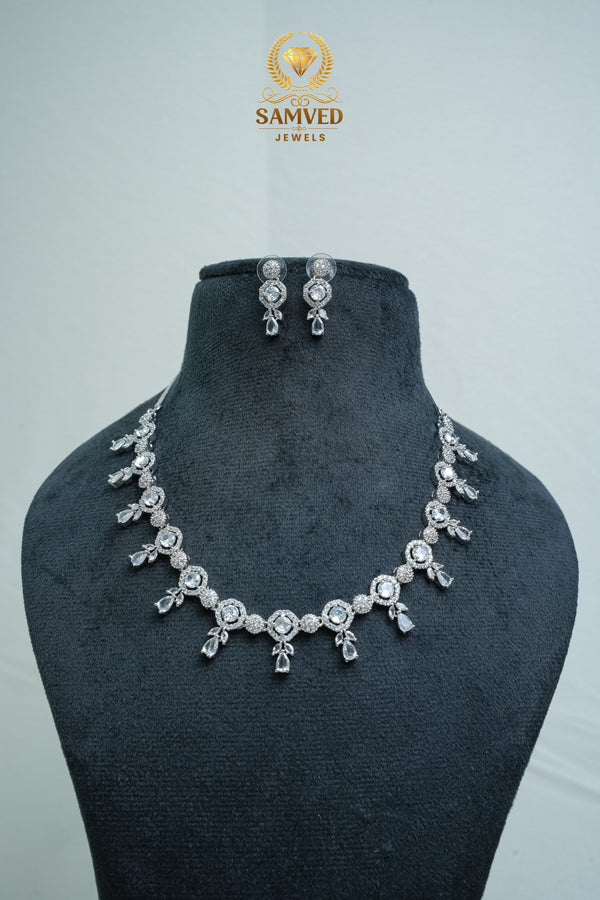 CZ-Stone Necklace and Earrings Set